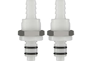 BBTUS 2PCS 1/4" 3/8" 5/16" Plastic Tube in-line Hose Quick Connector with Shut-Off valve, Panel Mounting Quick Release Coupling, Male Quick Connect Barbed Fittings (2x Male Connector)