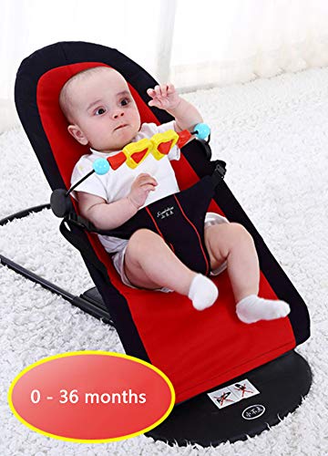 Liitrton Portable Foldable Bouncer Bliss Adjustable Bouncer Bliss for Toddlers Babies Kids (Black/Red)