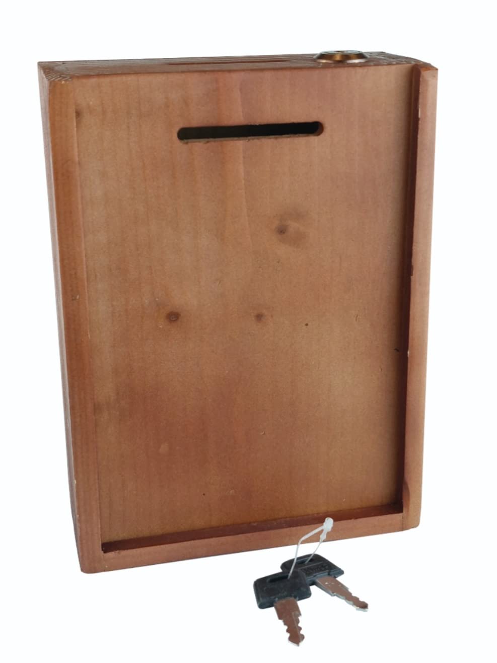 Wooden Locked Desk-Wall Donation Box Suggestion Box - with Lock and 2 Keys 01 (Dark Beech Wood)
