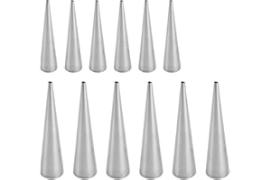 HAKIDZEL 12pcs Stainless Steel Croissant Molds with Non-Stick Cannoli Tubes, Bread Baking Cone Forms