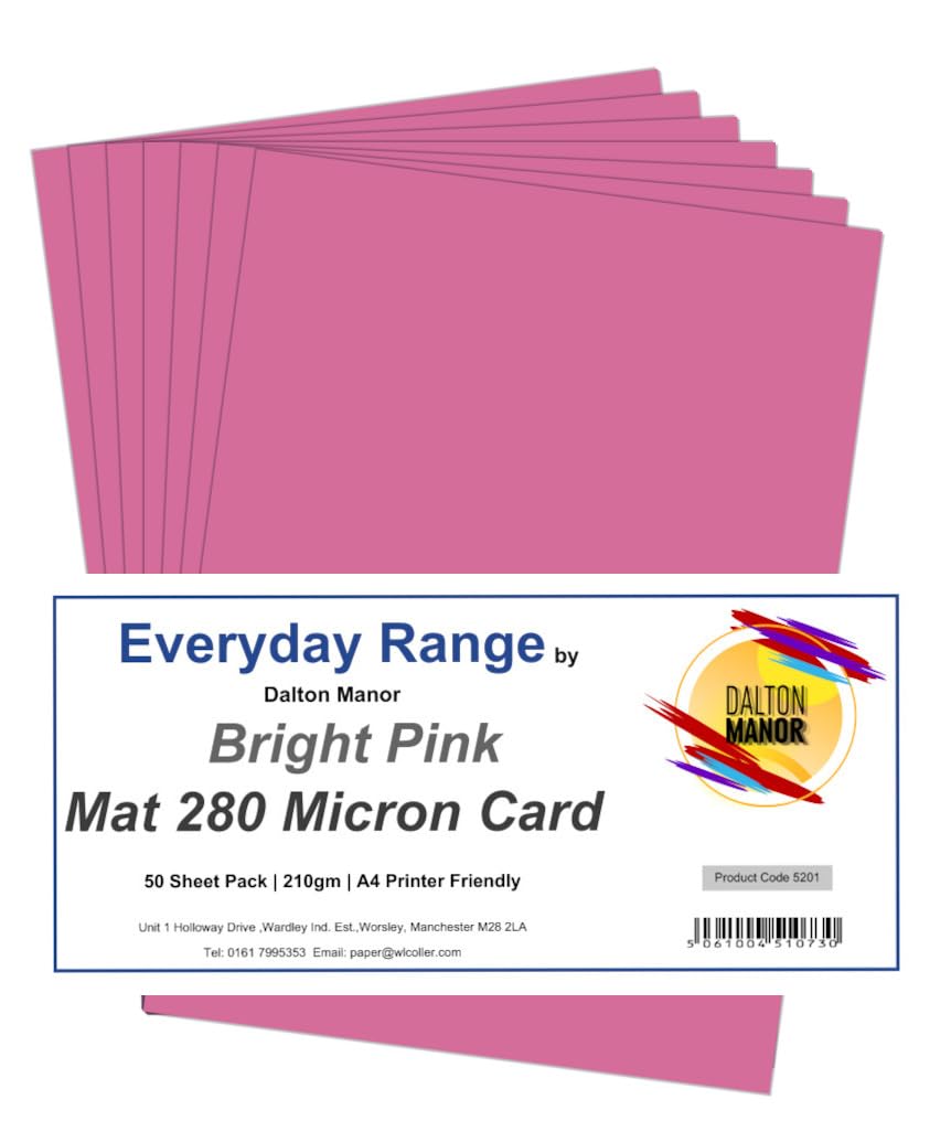 Dalton Manor Card Bright Pink A4 210gsm Pack 50