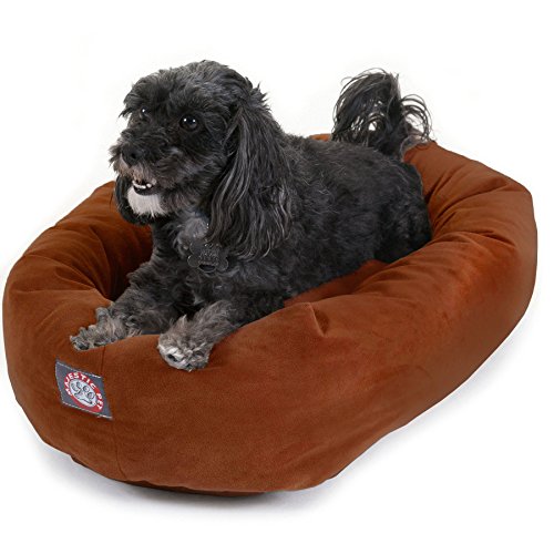 24 inch Rust Suede Bagel Dog Bed By Majestic Pet Products