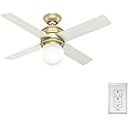 Hunter 44 inch Indoor Ceiling Fan with LED Light - Ceiling Fan for Bedroom, Living Room, or Kitchen, Standard Mount, Wall Con