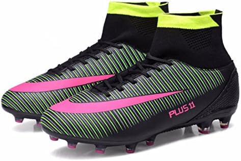 Men's High Ankle High Soccer Cleats Football Shoes Black B / 6.5