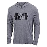 Raise the Bar - Gray - Men's Barbell Long Sleeve Triblend Hoody Shirt