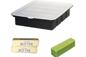 JIJIMICO Silicone Butter Mold Tray, Large Cavity Butter Maker Holds 8 Tablespoons Butter, Ideal For Butter, Energy Bar, Brownie, Cake, Cheesecake, Ice Cube Bar, Pudding, Soap, Chocolate (Black)