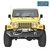 E-Autogrilles 87-06 Jeep Wrangler TJ YJ Black Textured Off Road Front Bumper With D-ring (51-0016)