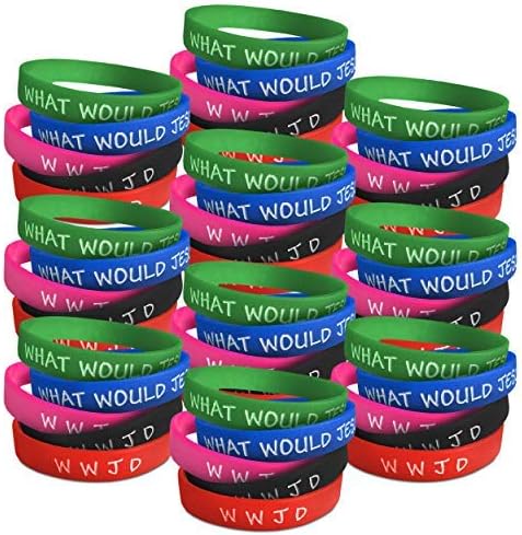 WWJD Bracelets for Women, Men & Kids | 5 Colors (15, 25, 50 packs) | What Would Jesus Do Bracelets | W W J D Religious Christian Bracelets