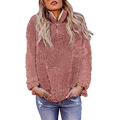 Women's Warm Long Sleeves Pullover Sweatshirts Winter Fluffy Hoodie Top Elegant Hooded Pullover Jumper Plus Size