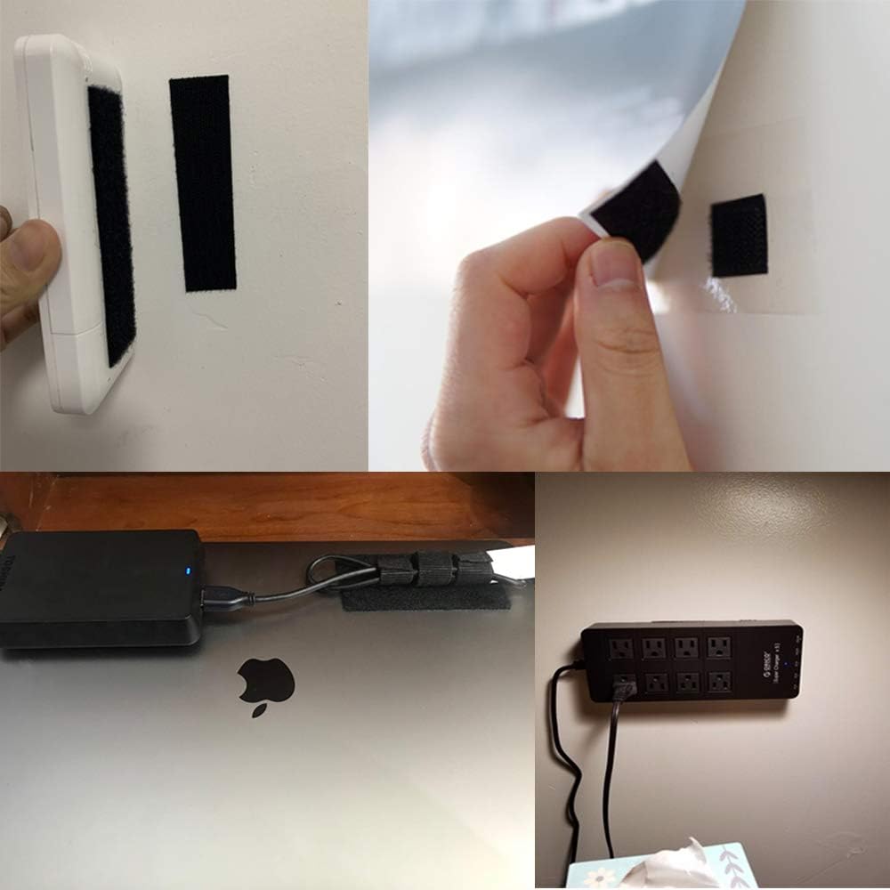 Melsan 1x4 inch Hook and Loop Strips with Adhesive - 15 Sets, Strong Back Adhesive Fasten Mounting Tape for Home or Office Use - Instead of Holes and Screws, Black: Industrial & Scientific