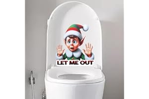 Nouiroy Santa Waving Hands Decal Christmas Toilet Seat Lid Stickers,Self-Adhesive Christmas Toilet Seat Decals DIY Removable 