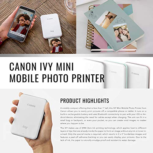 Canon Ivy Bluetooth Mini Mobile Photo Printer (Slate Gray) with