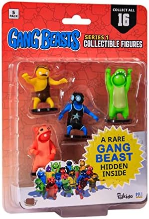 Toikido Gang Beasts Action Figure Toys. Jouets pour enfants de 6,3 cm. Figurines d'action à collectionner pour garçons et filles. Lot de 5 avec 1 personnage rare caché. Jouets officiels Gang Beasts