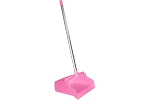 SPARTA Upright Dustpan with Aluminum Handle Serrated Edge for Broom Combing, Secure Yoke Lock with Easy Storage Hanging Hole 