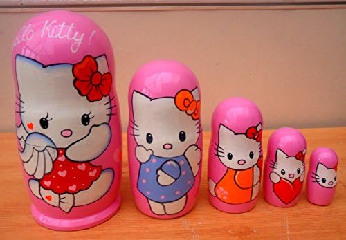 "Hello Kitty" Russian nesting Doll Set of 5 piece. Hand-painted in Russia.