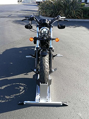 Protek Heavy Duty Adjustable Aluminum Motorcycle Wheel Chock Floor Bike Stand Fit 15" ~ 30" Wheel Size, Truck Bed or Floor or Trailer Mount with Tie Down Hook, For Harley Sportster Dyna Touring Bikes - Thumbnail 3
