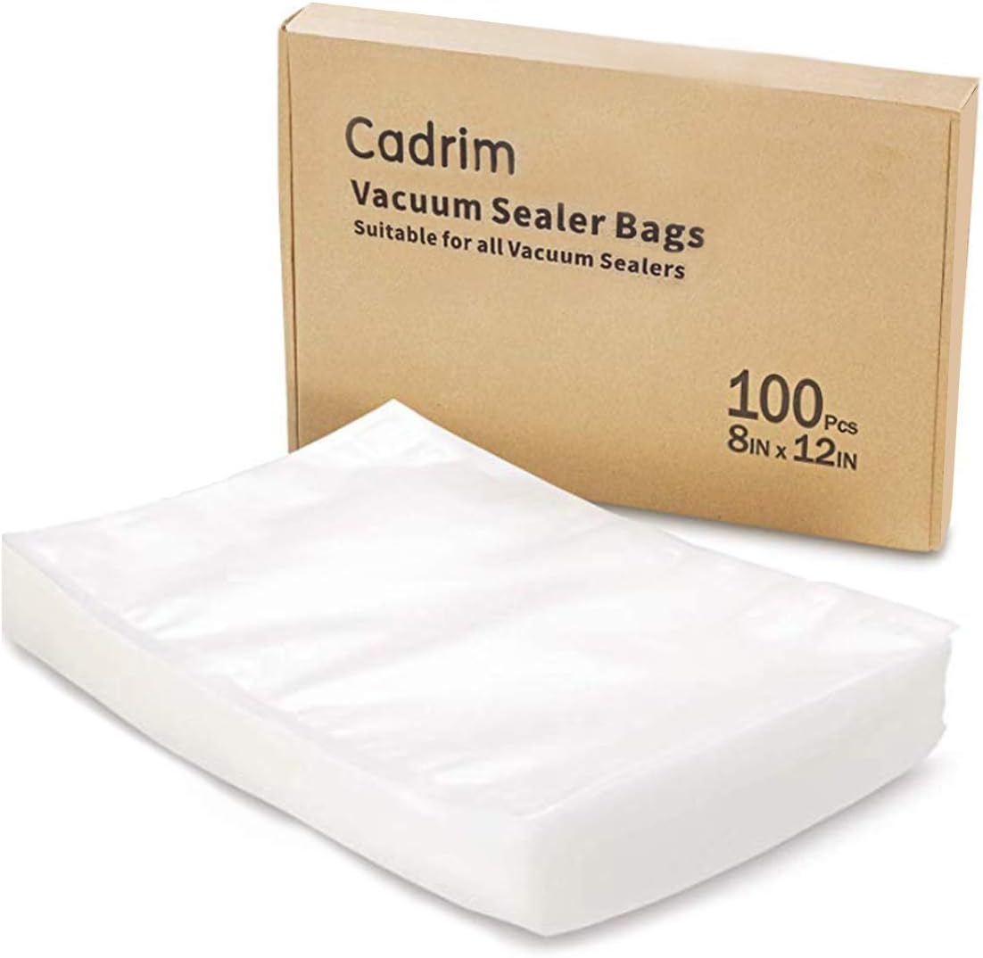 Cadrim 100PCS Vacuum Sealer Bags,Vacuum Sealers Vacuum Food Sealer Bags Storage Food Bags 20 * 25cm for Most Food Vacuum Sealer Machine BPA-Free