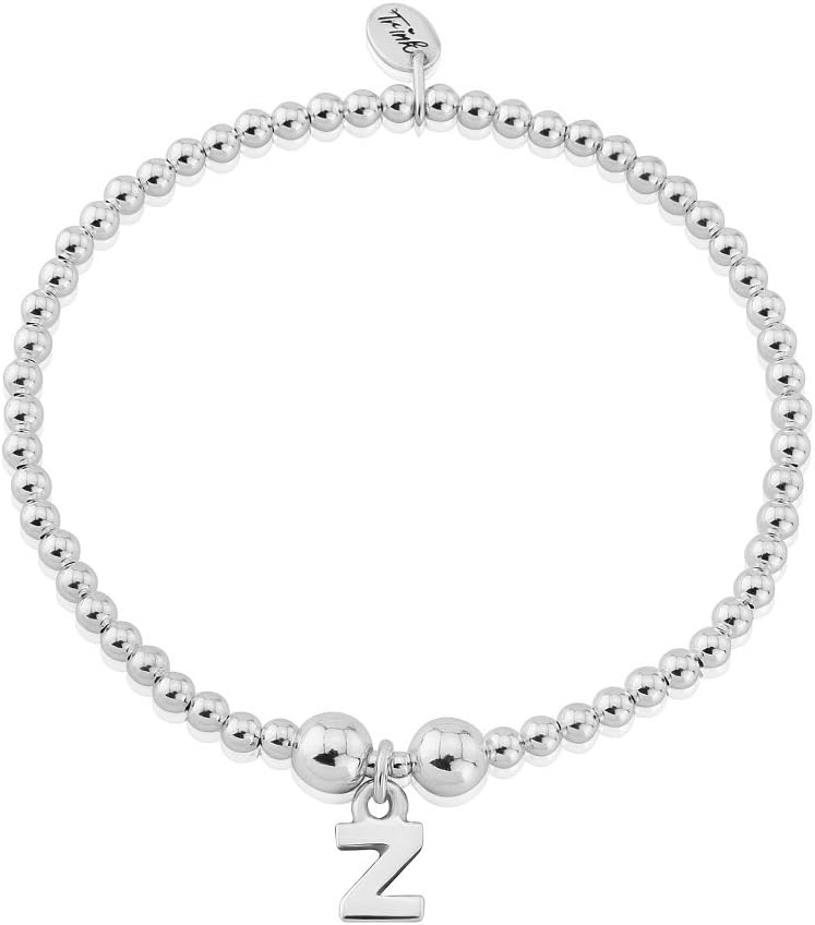 TRINKInitial 'Z' Letter Charm Sterling Silver Beaded Bracelet
