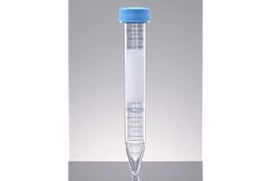 BD 352099 Falcon Polystyrene Conical Centrifuge Tube with Screw Cap and Rack, 17mm Diameter x 120mm Length, 15mL Capacity, 18
