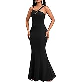 dasmzper Women’s Black Formal Maxi Dress – Sleeveless Mermaid Evening Gown, Elegant Slim Fit Party Dress for Wedding or Prom