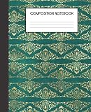 Composition Notebook: Turquoise And Faux Gold Peacock Bird Pattern College Ruled Notebook Lined School Journal