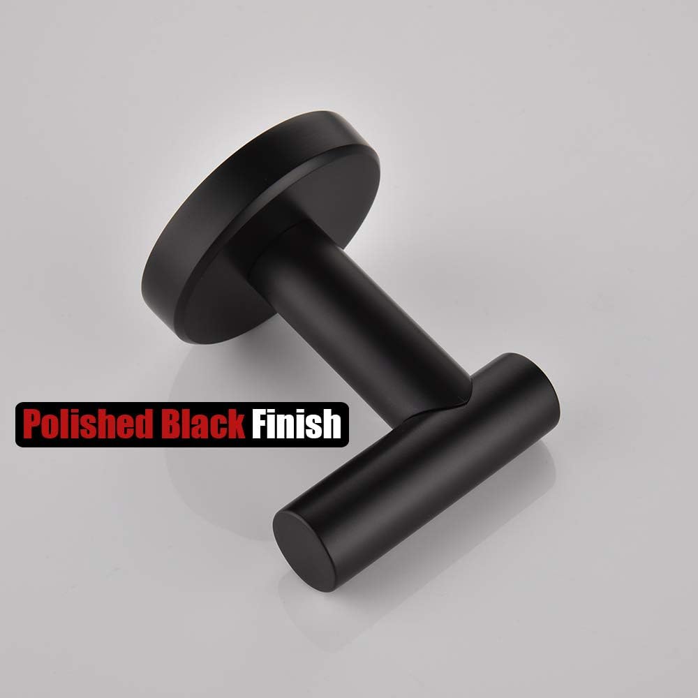 JQK Black Bathroom Towel Hook, Coat Robe Clothes Hook for Bathroom Kitchen Garage Wall Mounted (3 Pack), 304 Stainless Steel Matte Black, TH100-PB-P3: Home & Kitchen