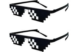 2 Pcs Thug Life Glasses Pixel Sunglasses for Party, Deal with it Glasses Party Decor Funny Sunglasses Cool Meme Glasses