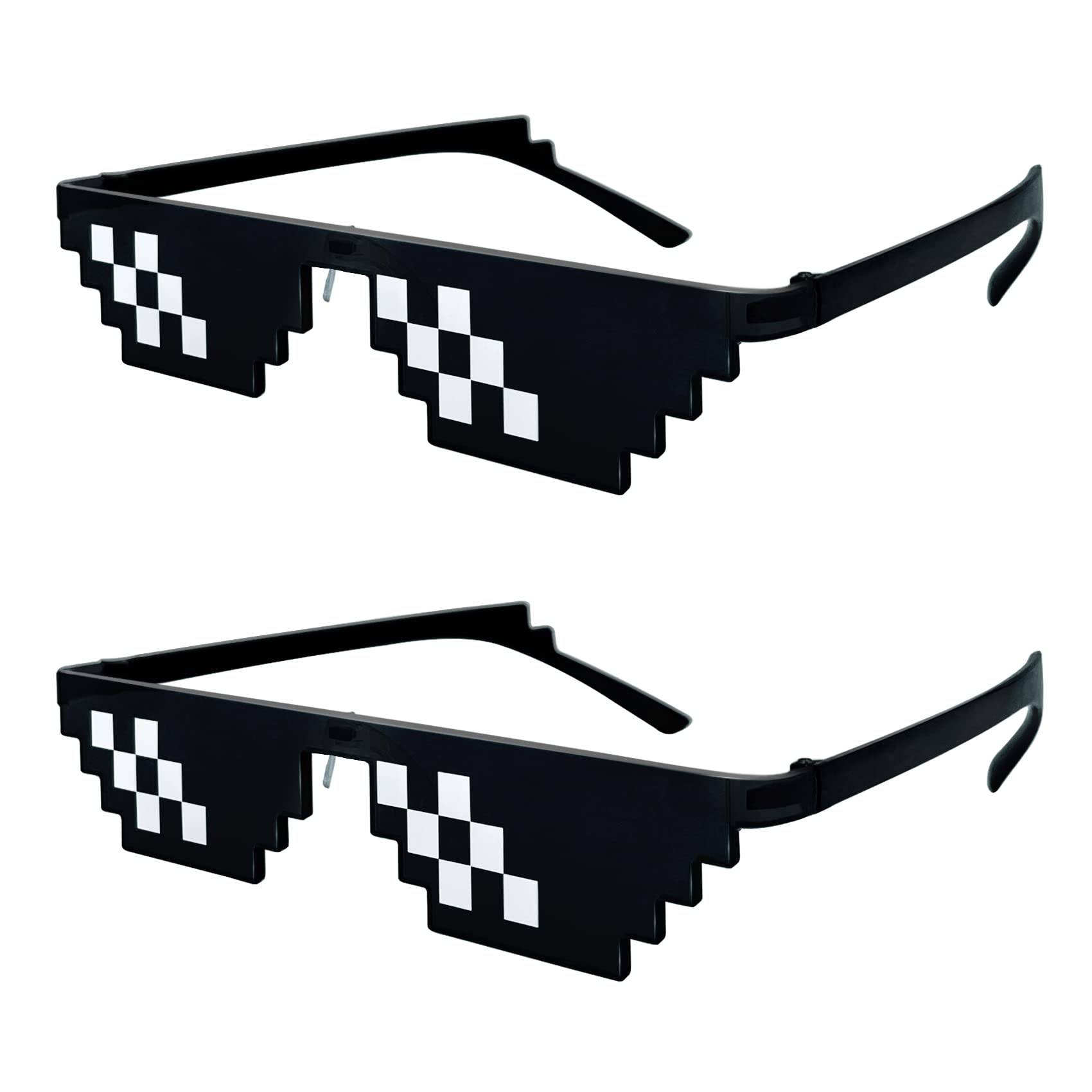 Photo 1 of 2 Pcs Thug Life Glasses Pixel Sunglasses for Party, Deal with it Glasses Bachelor Party Decor Funny Sunglasses Cool Meme Eyeglass for Photo Props, MLG Eyeglass for Men and Women Festival Rave Gear