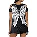 Tulucky Womens Fashion Angel Wing Loose T Shirts Cutout Shoulder Irregular Tops