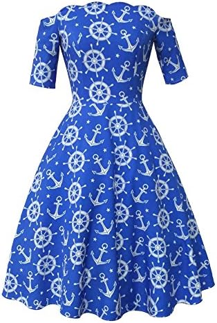 Artkingdome Hepburn Retro 50s Women's Liser Collar Swing Dress