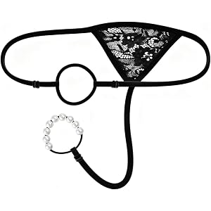 Men's Lace Thong Adjustable Underwear, Sexy G-String Low Rise T Back