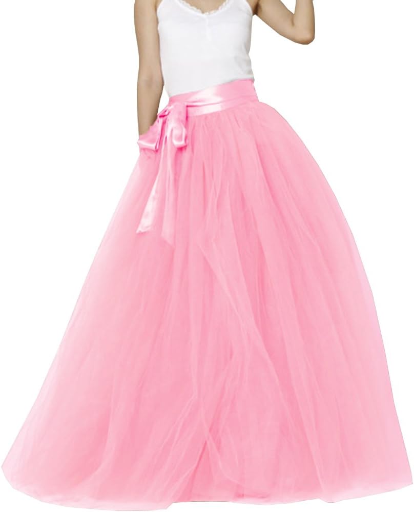 Wedding Lady Women's A-line Maxi Floor Length Tulle Bridal Sash Skirt