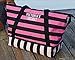 Victoria's Secret Expandable Weekender Tote Bag, Pink and Black Stripe