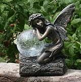 Felicity Solar Fairy 19cm Garden Ornament Resin Bronze Effect FHFY Garden view 3