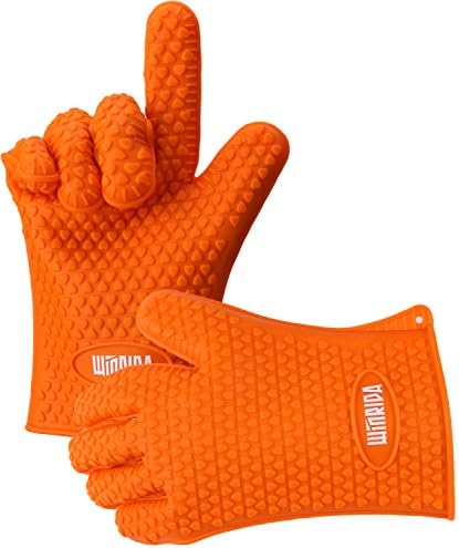 Winrida Heat Resistant Silicone BBQ Gloves for Cooking Baking Barbeque Potholder