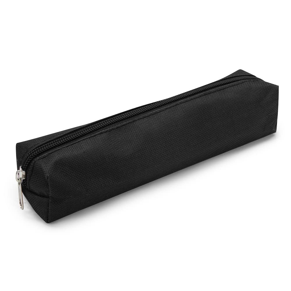 Waytex Multi-Purpose Small Rectangular Pencil Case 21 x 4 x 4 cm Soft Textile, Black, School Pencil Case