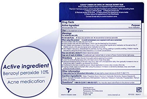 clearasil stubborn acne control 5 in 1 concealing treatment cream