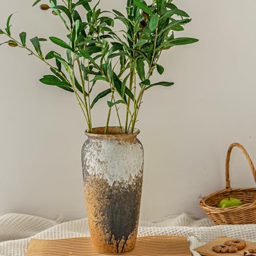 COTYNI RUSTIC CERAMIC FLOOR LARGE VASE FOR FARMHOUSE DECOR, POTTERY CLAY TALL TERRACOTTA VASE FOR FLOWERS, POTTERY VASE FOR LIVING ROOM DECOR, SHELF, MANTEL DECORATION, WEDDING HOUSEWARMING GIFT