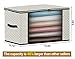 Clothes Blankets Storage Bag for Comforter, Breathable Home Organizers Bins Boxes Tidy Up Your Closets,Shelves, 240gsm Thicker Fabric with Clear Window, 2 Leather Handles,Set of 3 Beige