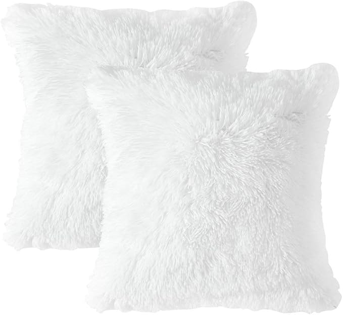 MIULEE Pack of 2 Faux Fur Throw Pillow Cover Fluffy Soft Decorative Square Pillow covers Plush