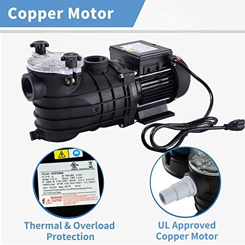 SUNCOO Pro 2450GPH Sand Filter Pump 13 inch Tank Pool Pump for 10000GAL