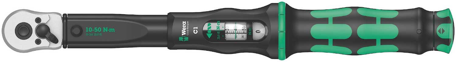 Wera 05075620001 Click Torque C 1 Adjustable Torque Wrench, Black/Green, 1/2-inch