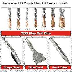 SHALL 10-Piece SDS Plus Bits, 7 Rotary Hammer Drill