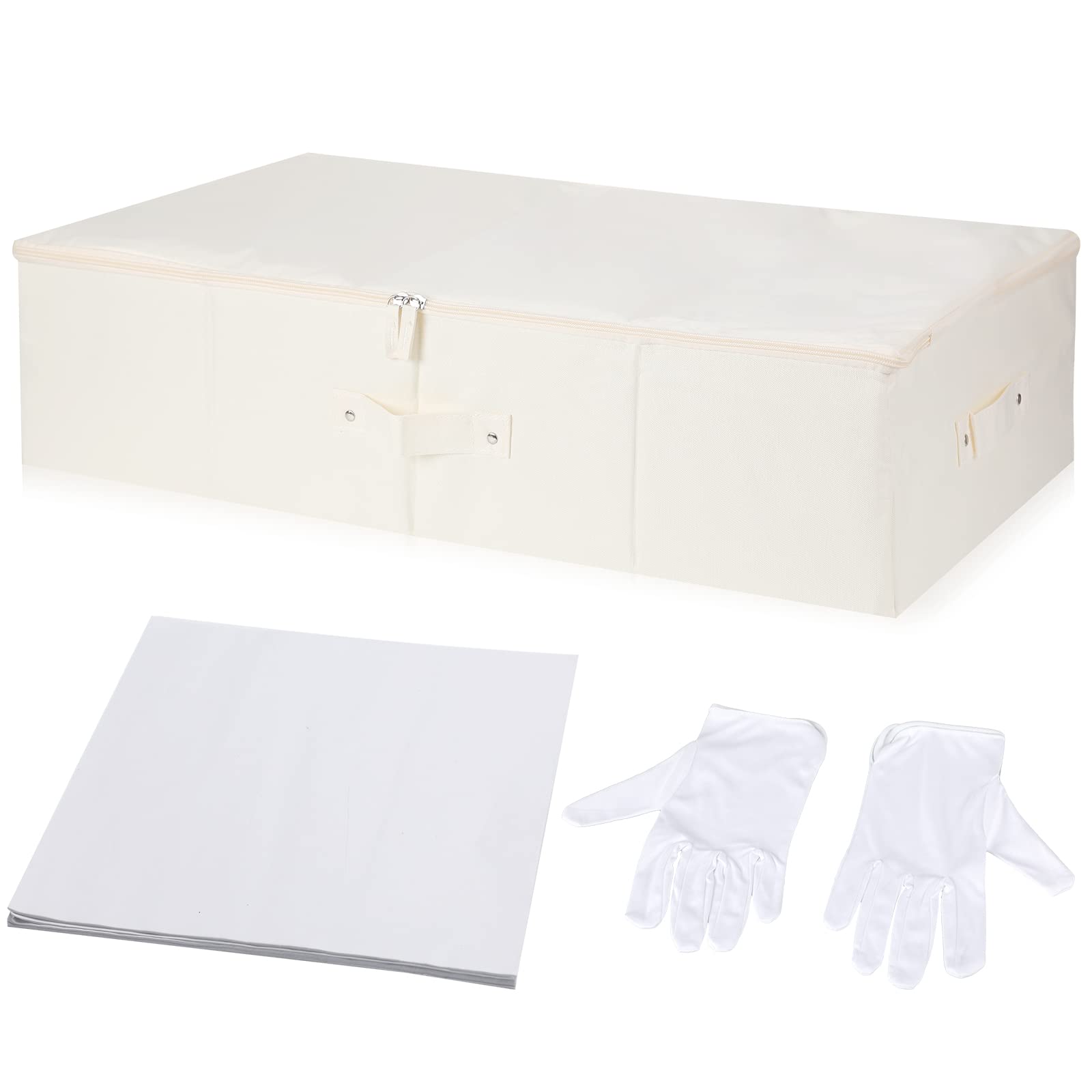 Photo 1 of **BOX NOT INCLUDED** Wedding Dress Preservation Box Kit Dress Storage Box with 1 Microfiber Gloves and 100 Sheets Acid Free Tissue Paper for Storage Wedding Clothing Gown(28 x 15.7 x 7 Inch,Beige, White)