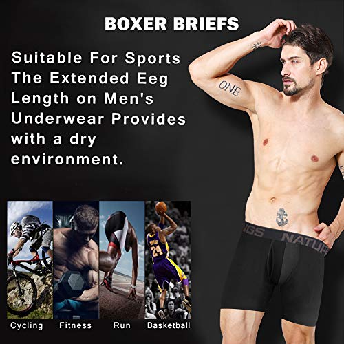Natural Feelings 5 Pack Men's Boxer Briefs Quick Dry Travel Underwear Outdoor Sports Lightweight