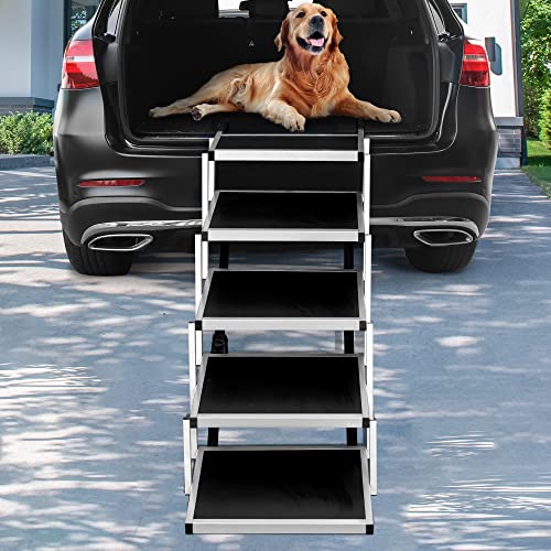 Niubya Dog Steps for Large Dog, Foldable Aluminum Dog Stairs with