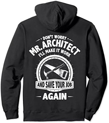 Unisex Carpenter Funny Hoodie Mr Architect Wright Humor 2XL Black