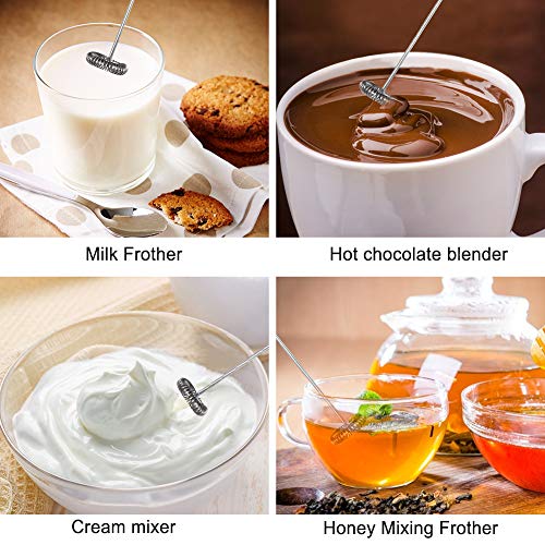 Techo Milk Frother Stainless Steel Electric Handheld Wand with Stand and Brush (frother)