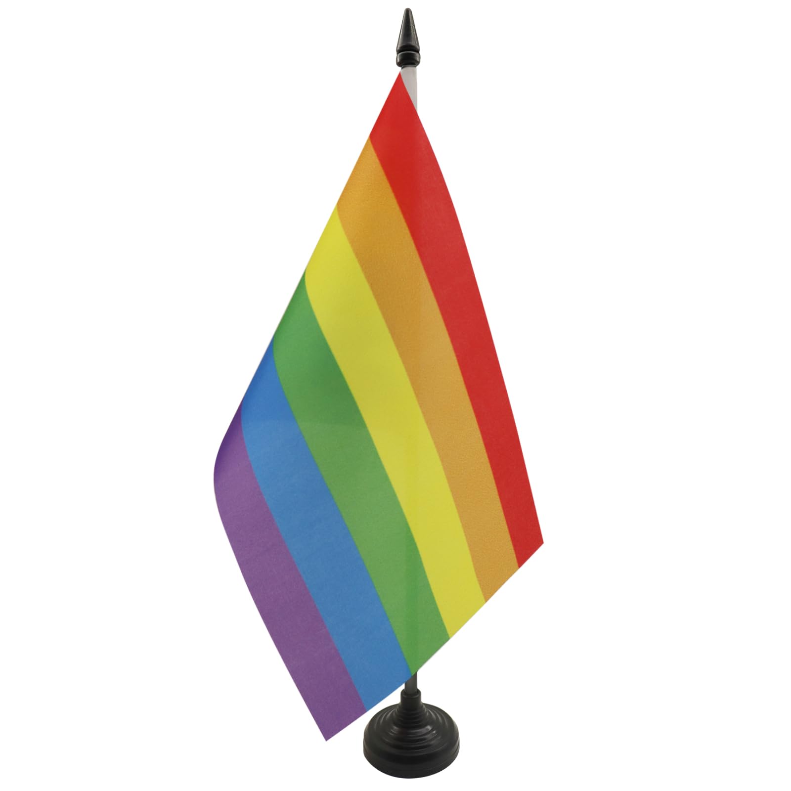 AZ FLAG Rainbow Table Flag 5'' x 8'' - Gay pride Office Decoration 100% Polyester 21 x 14 cm - Mini Desk Flag with Pole and Black Plastic Base