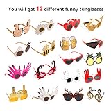 TD.IVES Funny Glasses Party Sunglasses Costume Sunglasses,12 Pack Cool Shaped Funny Party Hats